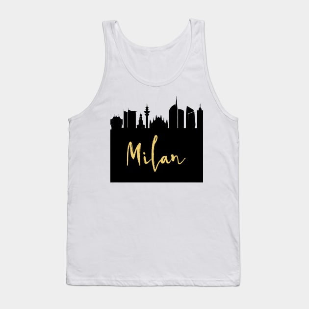 MILAN ITALY DESIGNER SILHOUETTE SKYLINE ART Tank Top by deificusArt